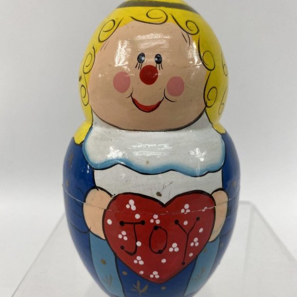 Set of 3 Multicolored Christmas Tree, Matryoshka Joy Nesting Doll And Snowman - Picture 3 of 4